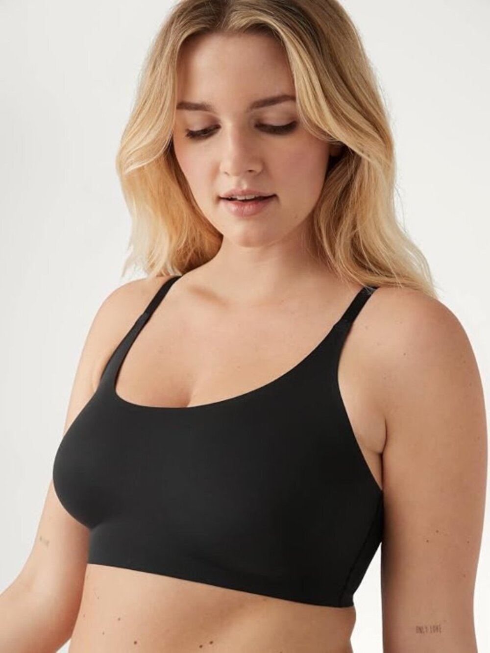 TRUE & CO True Body Boost Scoop Neck Adjustable Strap Bra Black Medium NEW